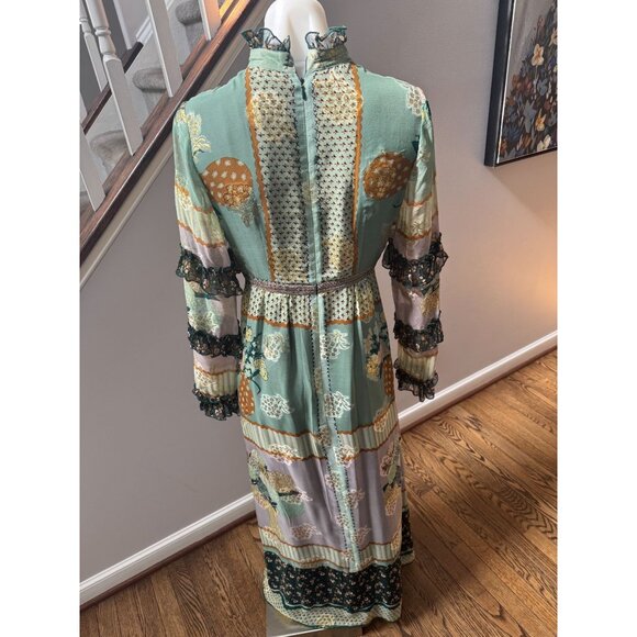 Anna Sui Patchwork Bouquet Maxi Dress Jade Multi Floral Print Fall '16 Size 2 - Picture 6 of 6